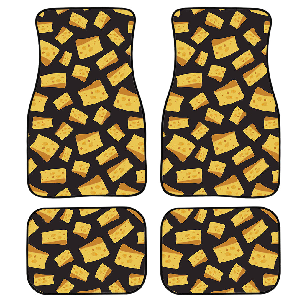 Black Cheese And Holes Pattern Print Front And Back Car Floor Mats/ Front Car Mat