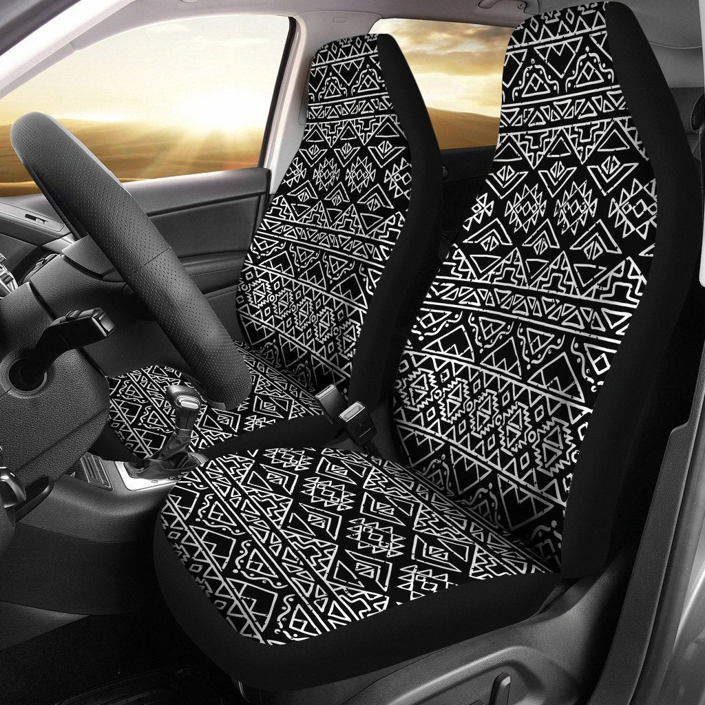 Black Ethnic Aztec Pattern Print Universal Fit Car Seat Covers