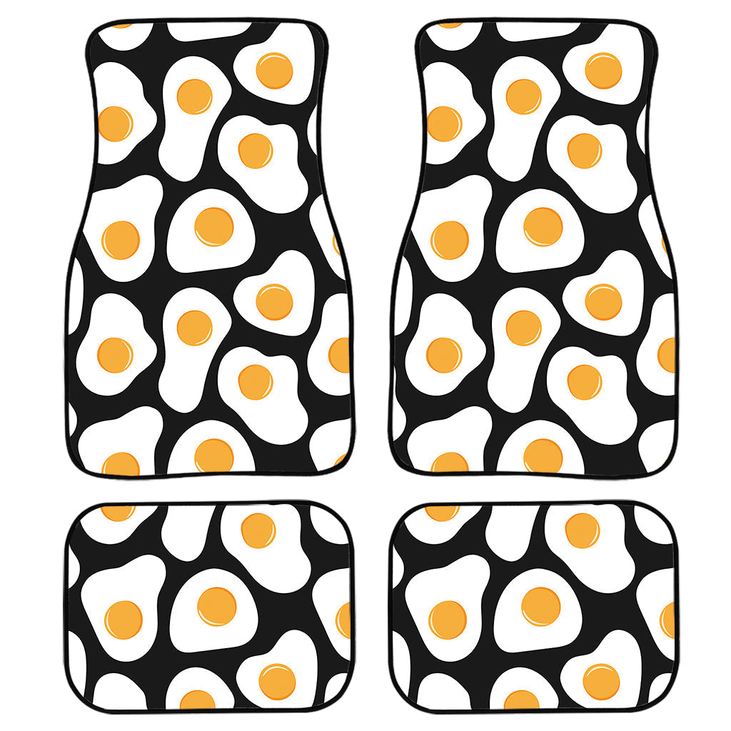 Black Fried Eggs Pattern Print Front And Back Car Floor Mats/ Front Car Mat