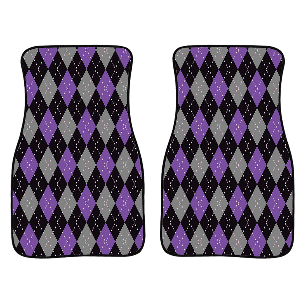Black Grey And Purple Argyle Print Front And Back Car Floor Mats/ Front Car Mat