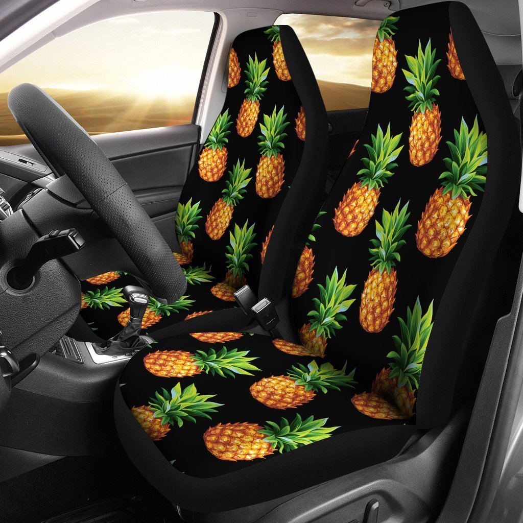 Black Pineapple Pattern Print Universal Fit Car Seat Covers
