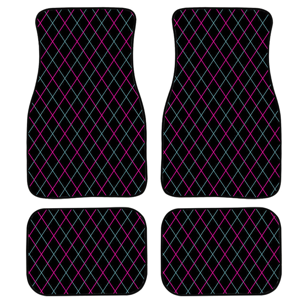 Black Pink And Blue Argyle Pattern Print Front And Back Car Floor Mats/ Front Car Mat