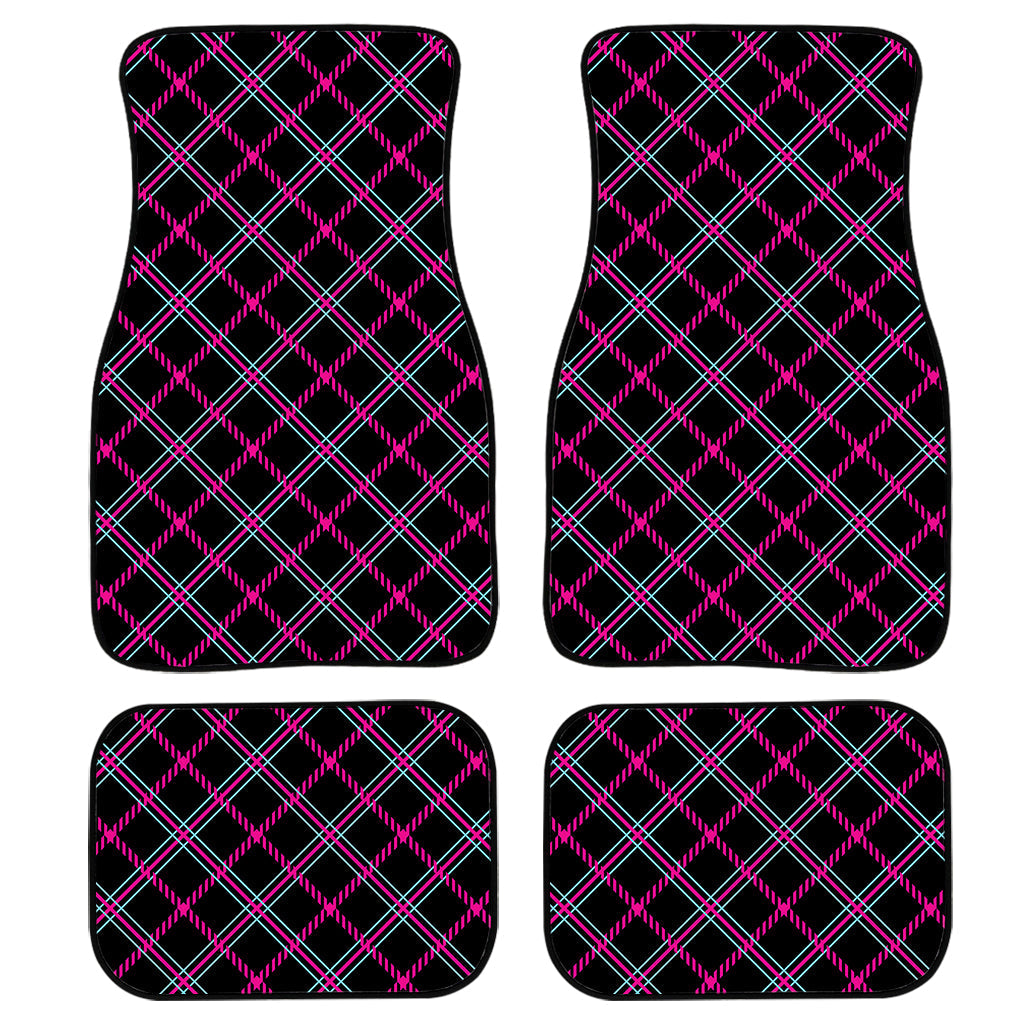Black Pink And Blue Tartan Pattern Print Front And Back Car Floor Mats/ Front Car Mat