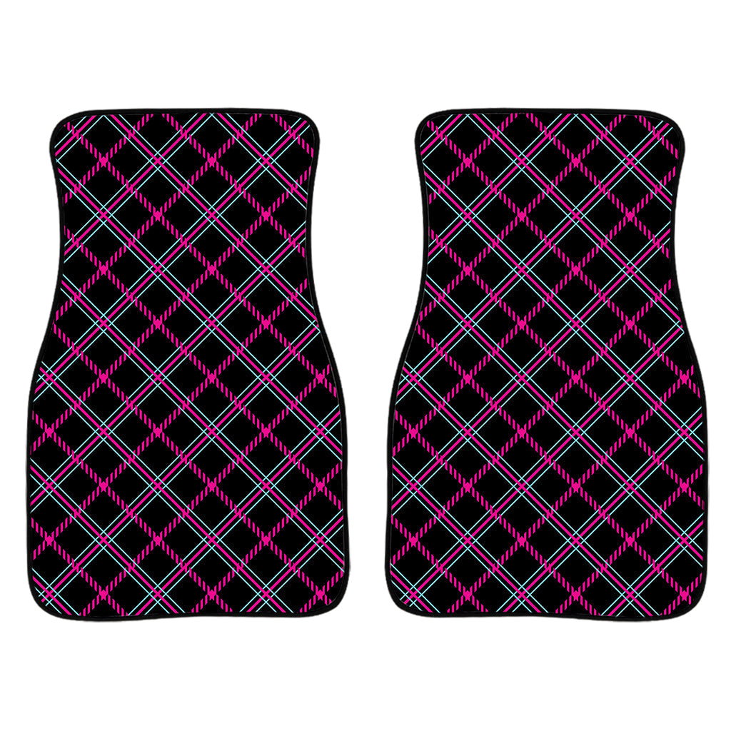 Black Pink And Blue Tartan Pattern Print Front And Back Car Floor Mats/ Front Car Mat