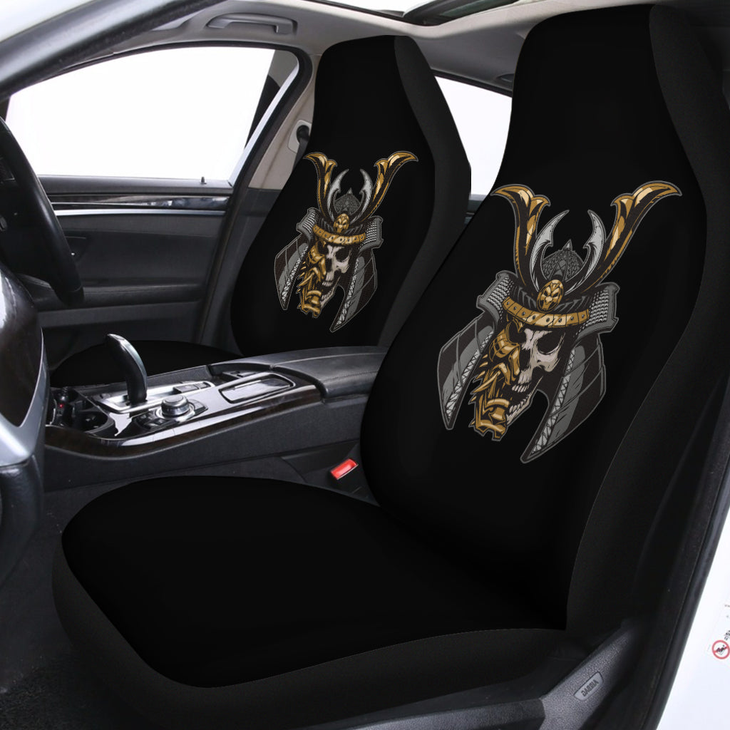 Black Samurai Skull Print Universal Fit Car Seat Covers
