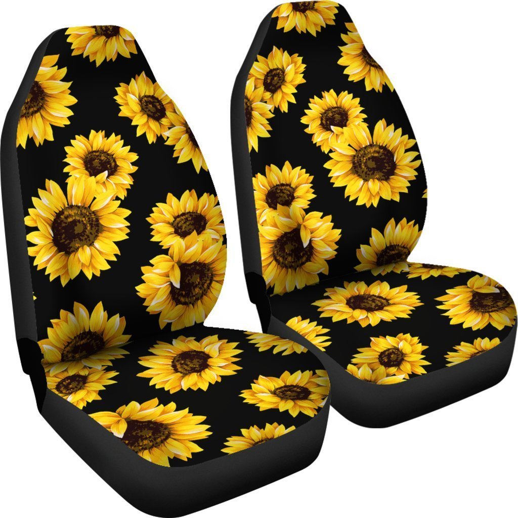 Black Sunflower Pattern Print Universal Fit Car Seat Covers