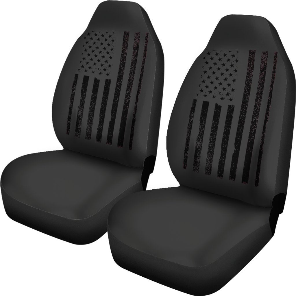 Black USA Flag Universal Fit Front Car Seat Covers