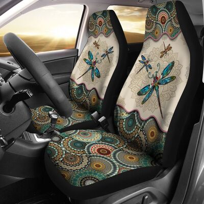 Mandala Dragonfly Car Seat Cover/ Dragonfly On Front Seat Cover For Auto