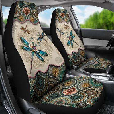 Mandala Dragonfly Car Seat Cover/ Dragonfly On Front Seat Cover For Auto