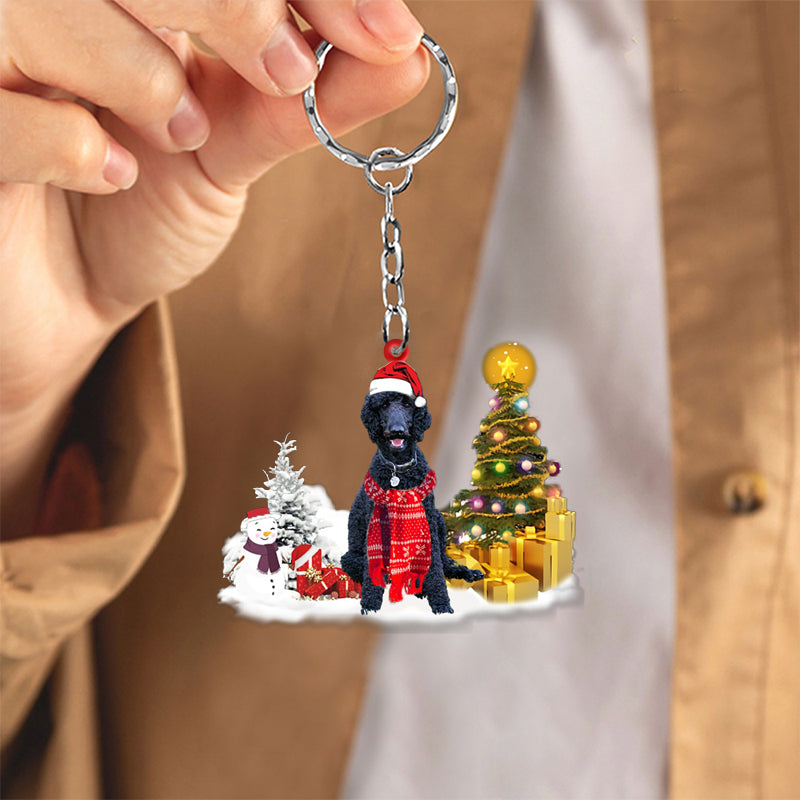 Black Poodle Early Merry Christmas Acrylic Keychain Dog Keychain