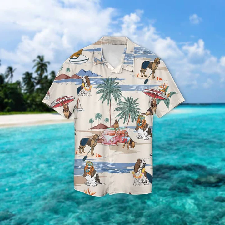 Bloodhound Summer Beach Hawaiian Shirt/ Hawaiian Shirts for Men/ Hawaiian Shirts for Men/ Aloha Beach Shirt
