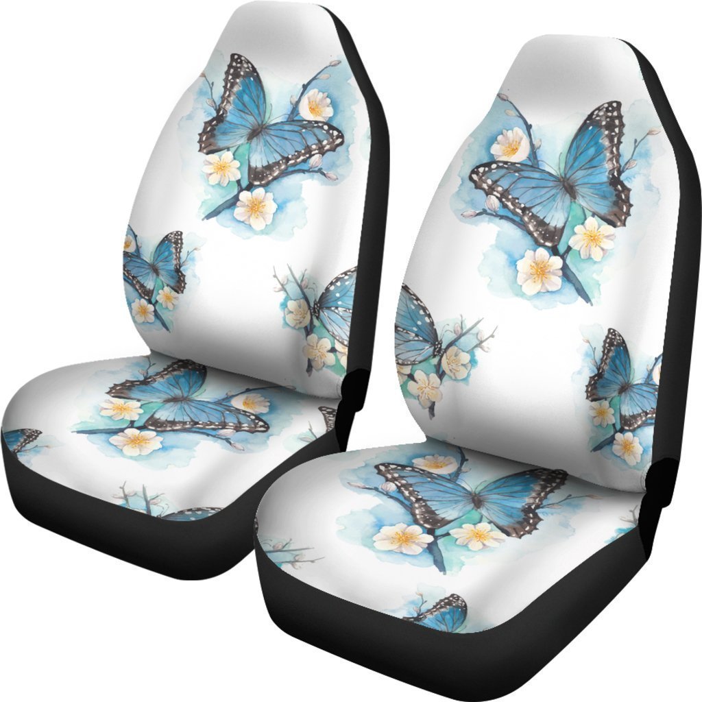 Blossom Blue Butterfly Pattern Print Universal Fit Car Seat Covers