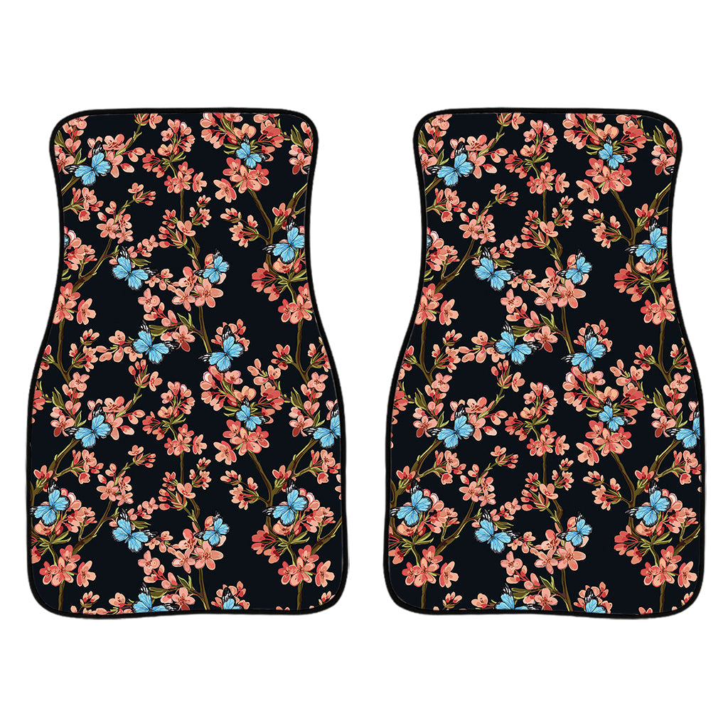 Blossom Flower Butterfly Print Front And Back Car Floor Mats/ Front Car Mat