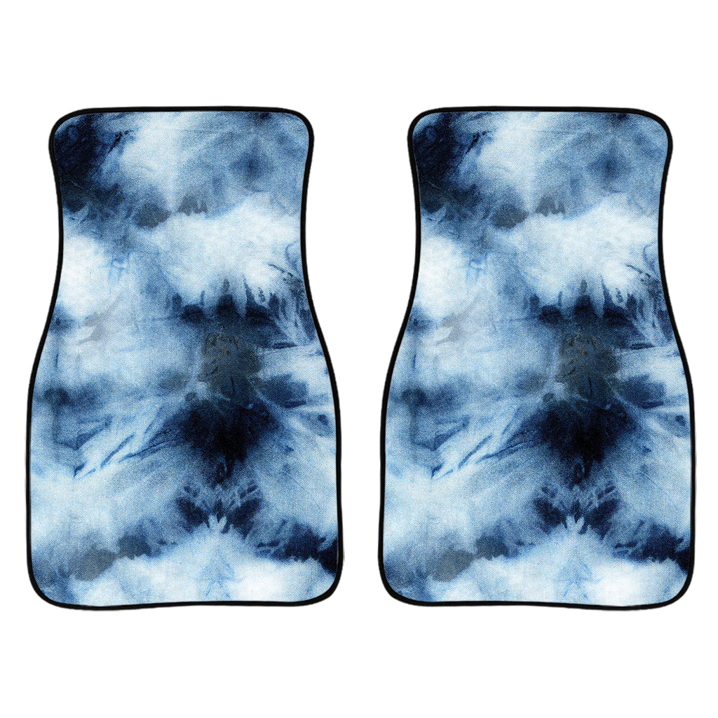 Blue And Black Acid Wash Tie Dye Print Front And Back Car Floor Mats/ Front Car Mat