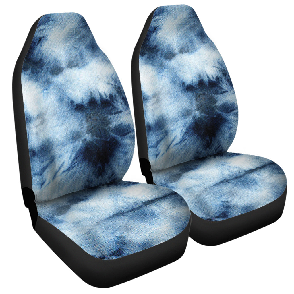 Blue And Black Acid Wash Tie Dye Print Universal Fit Car Seat Covers