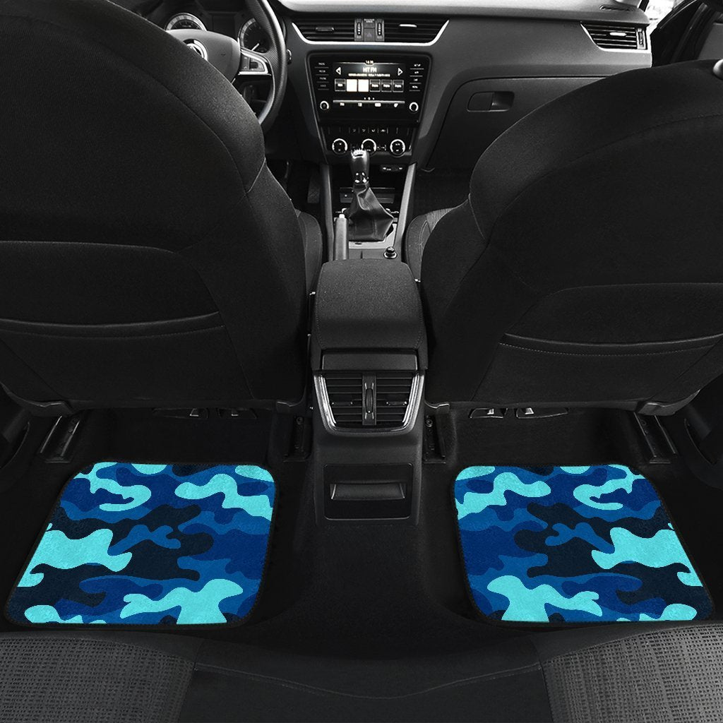Blue And Black Camouflage Print Front And Back Car Floor Mats/ Front Car Mat