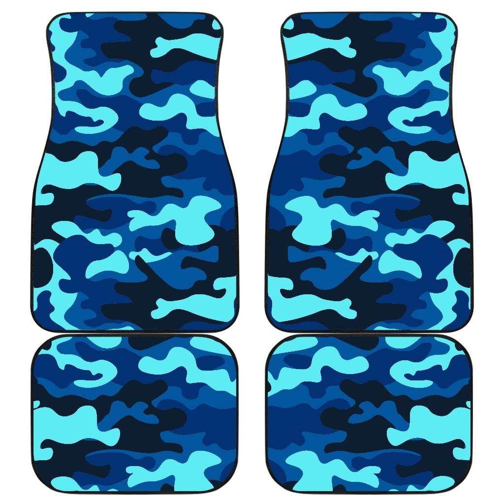 Blue And Black Camouflage Print Front And Back Car Floor Mats/ Front Car Mat