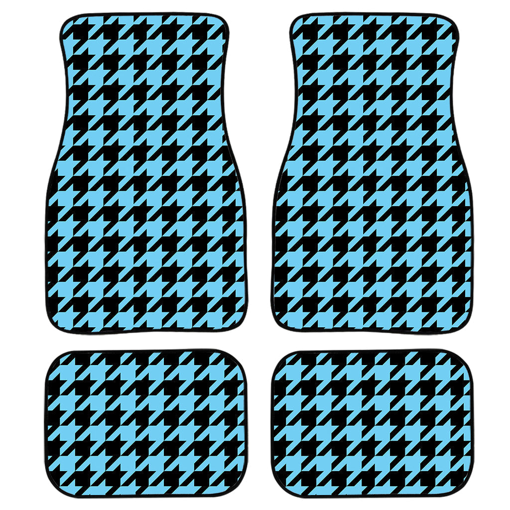 Blue And Black Houndstooth Pattern Print Front And Back Car Floor Mats/ Front Car Mat