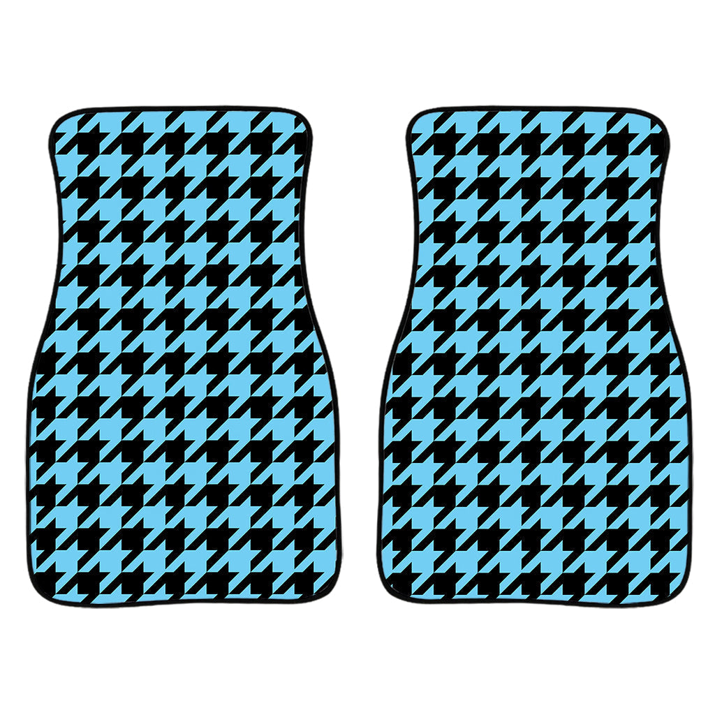 Blue And Black Houndstooth Pattern Print Front And Back Car Floor Mats/ Front Car Mat