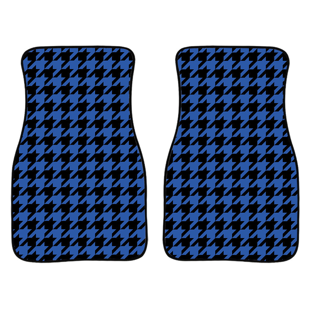 Blue And Black Houndstooth Print Front And Back Car Floor Mats/ Front Car Mat