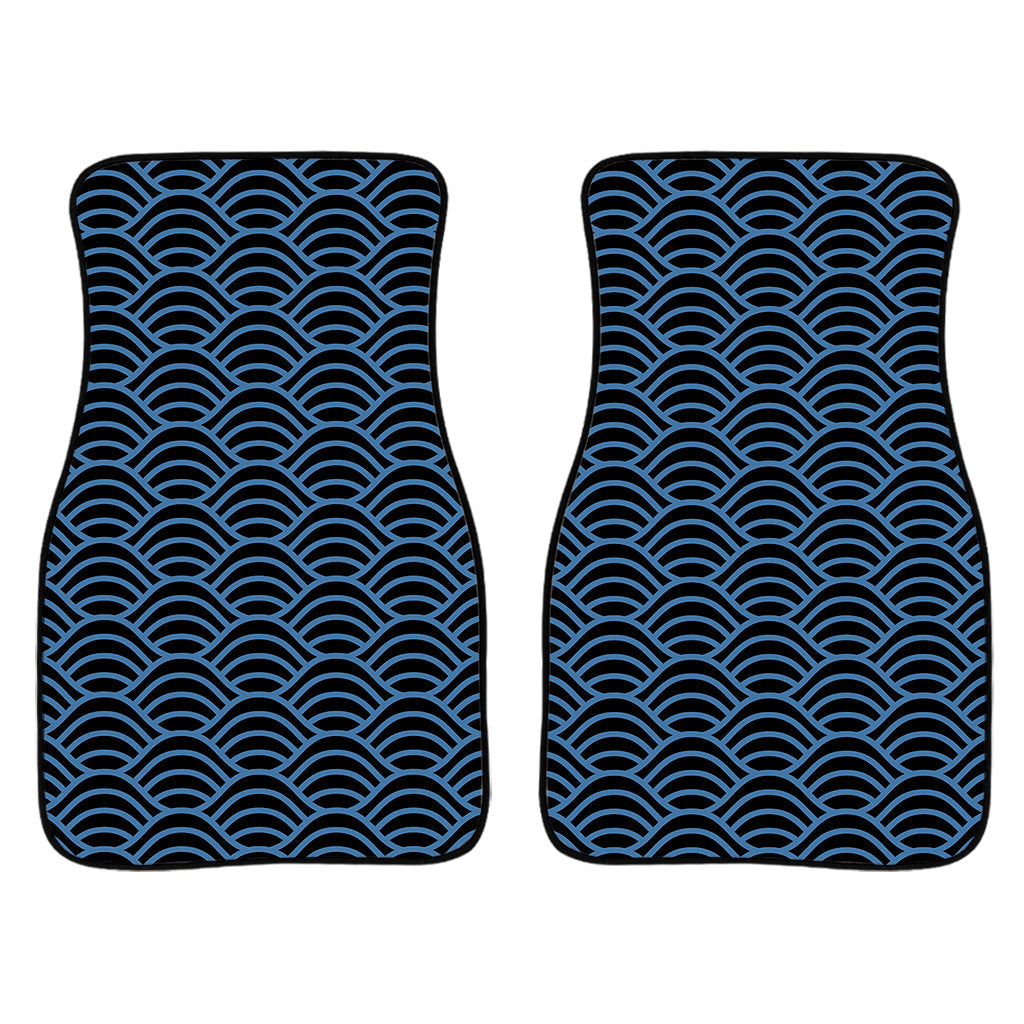 Blue And Black Japanese Pattern Print Front And Back Car Floor Mats/ Front Car Mat