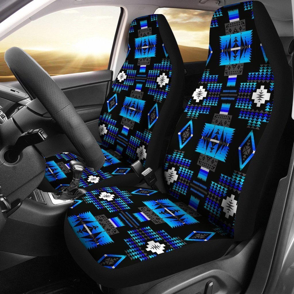 Blue And Black Native Tribal Universal Fit Car Seat Covers