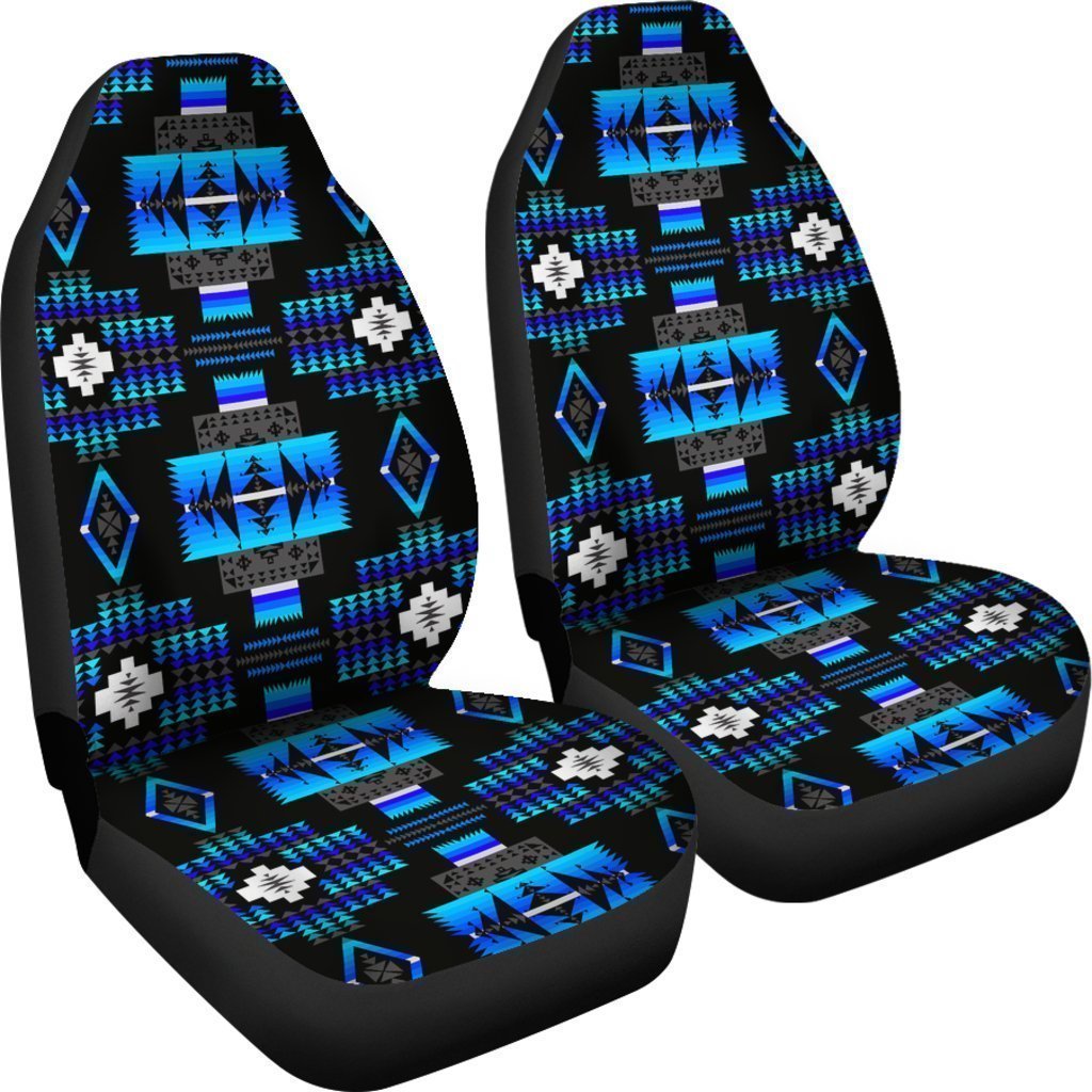 Blue And Black Native Tribal Universal Fit Car Seat Covers