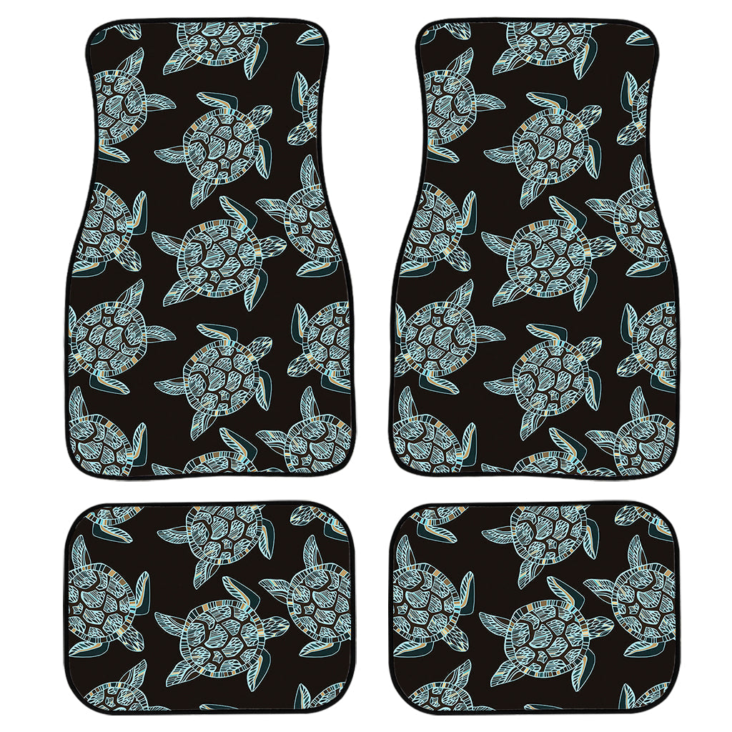 Blue And Black Sea Turtle Pattern Print Front And Back Car Floor Mats/ Front Car Mat