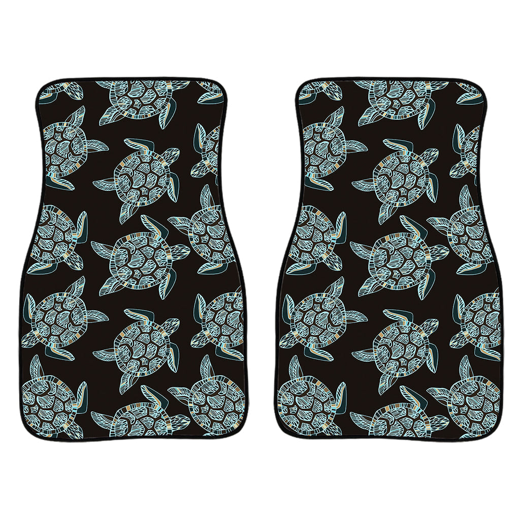 Blue And Black Sea Turtle Pattern Print Front And Back Car Floor Mats/ Front Car Mat