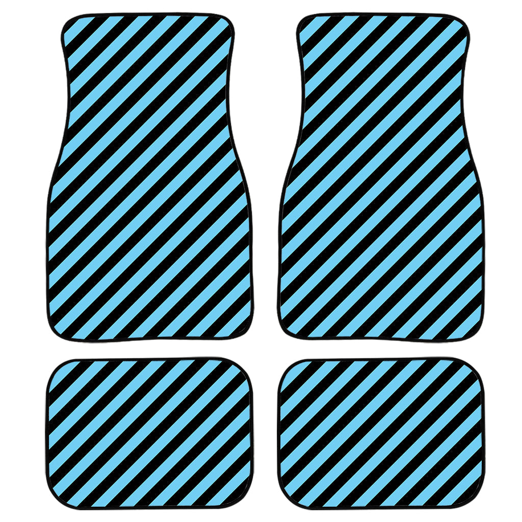 Blue And Black Stripes Pattern Print Front And Back Car Floor Mats/ Front Car Mat