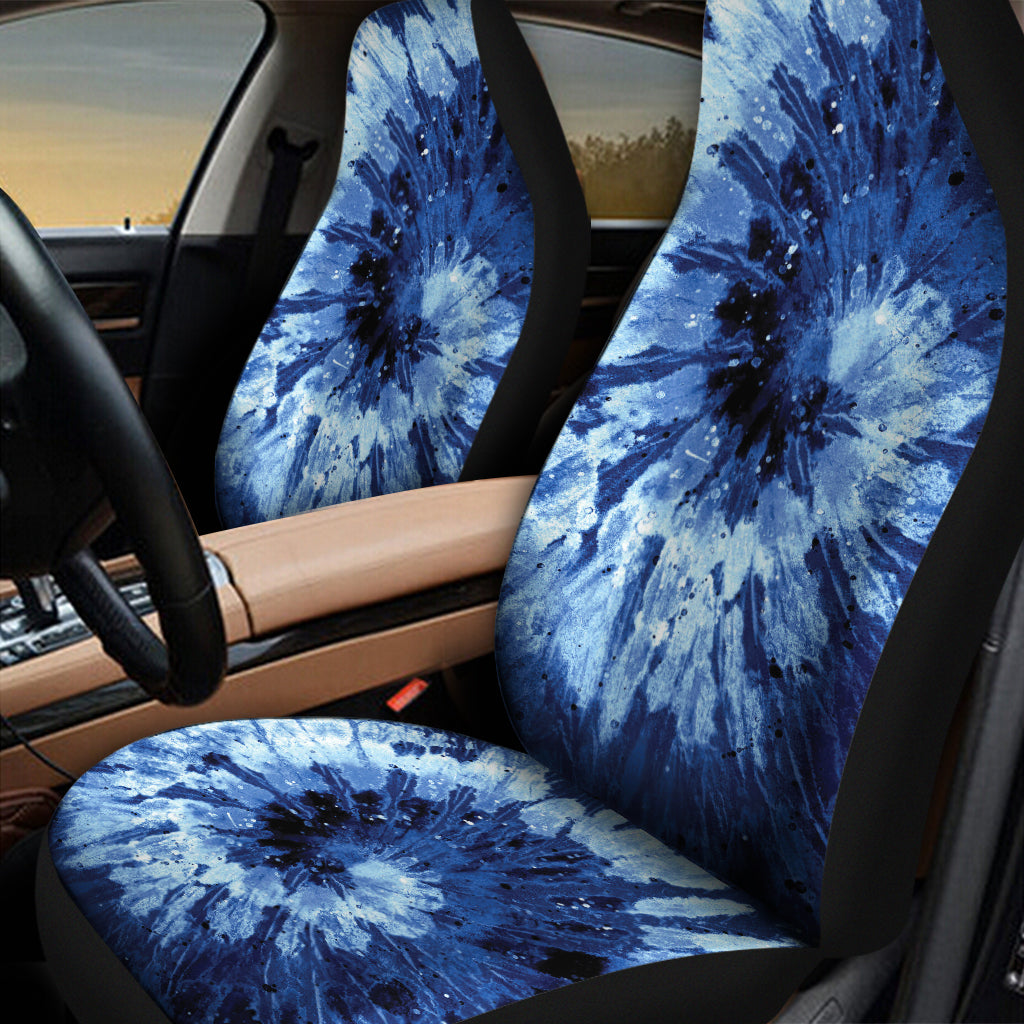 Blue And Black Tie Dye Print Universal Fit Car Seat Covers