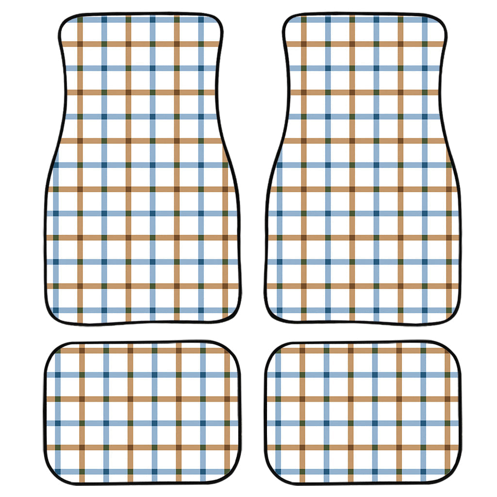 Blue And Brown Tattersall Pattern Print Front And Back Car Floor Mats/ Front Car Mat