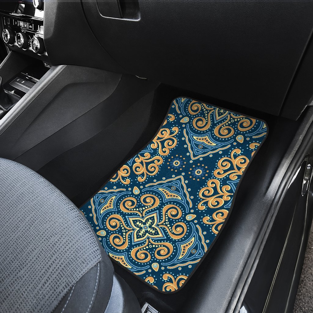 Blue And Gold Bohemian Mandala Print Front And Back Car Floor Mats/ Front Car Mat