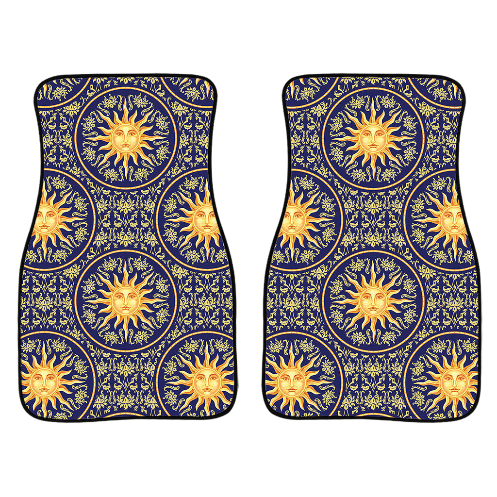 Blue And Gold Celestial Pattern Print Front And Back Car Floor Mats/ Front Car Mat