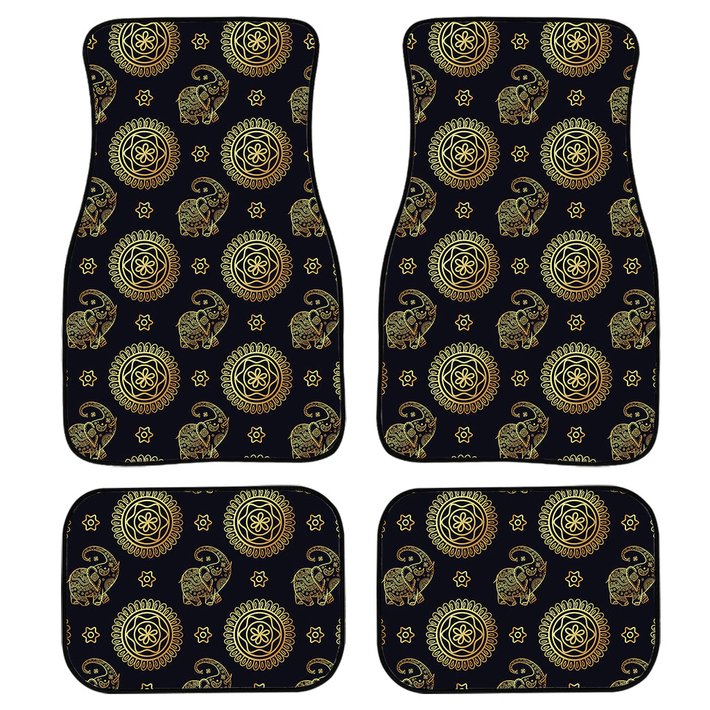 Blue And Gold Tribal Elephant Print Front And Back Car Floor Mats/ Front Car Mat
