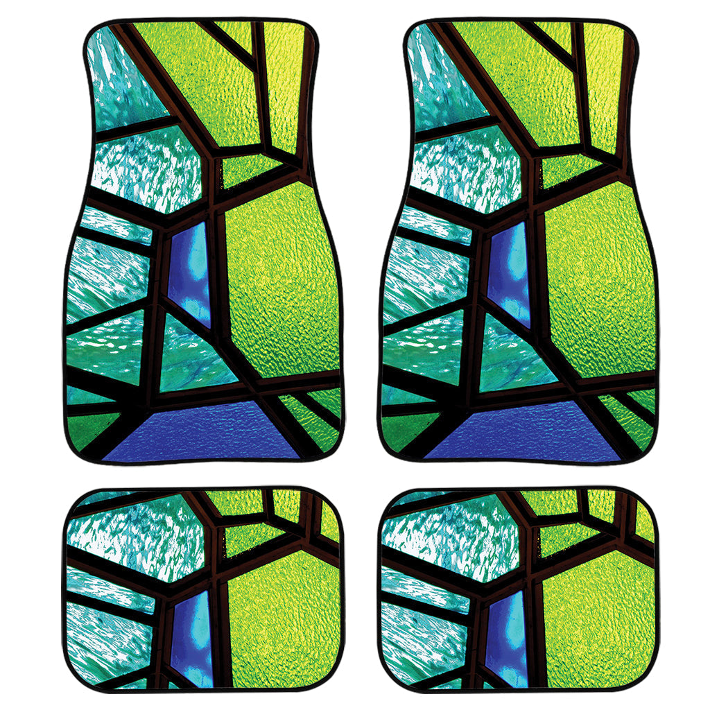 Blue And Green Stained Glass Print Front And Back Car Floor Mats/ Front Car Mat