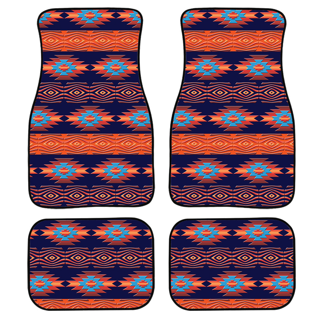 Blue And Orange Southwestern Print Front And Back Car Floor Mats/ Front Car Mat