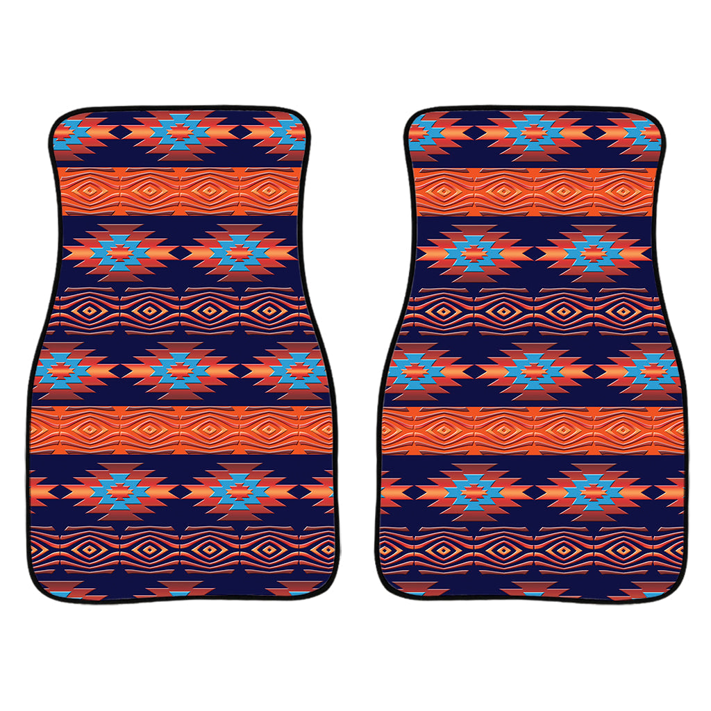 Blue And Orange Southwestern Print Front And Back Car Floor Mats/ Front Car Mat