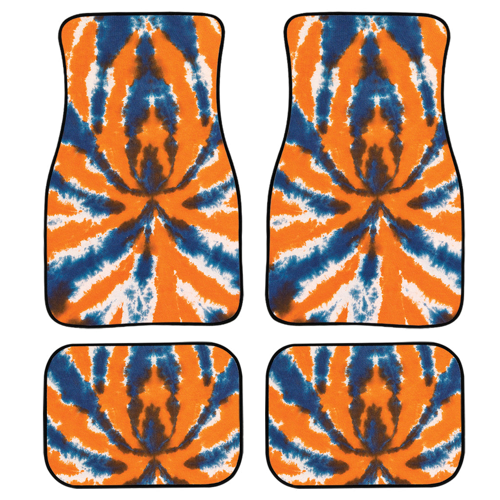 Blue And Orange Spider Tie Dye Print Front And Back Car Floor Mats/ Front Car Mat