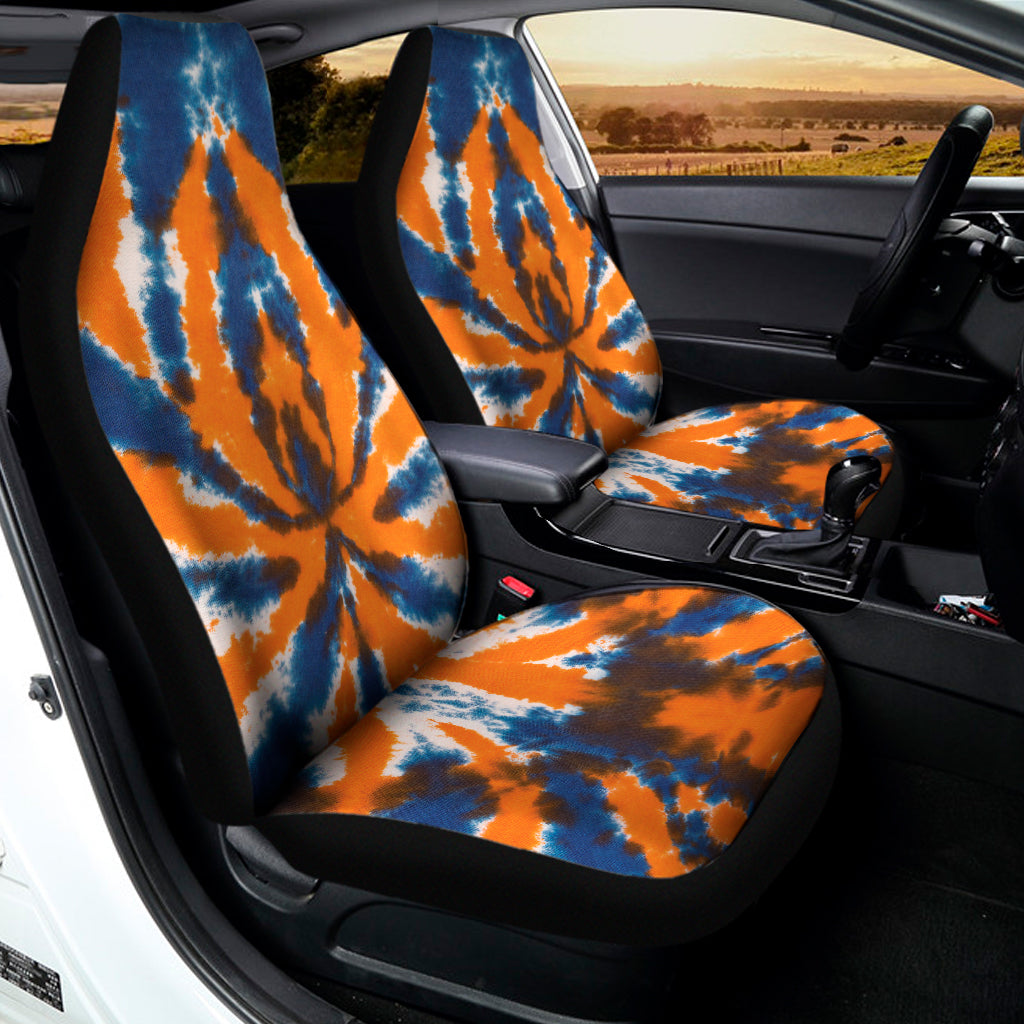 Blue And Orange Spider Tie Dye Print Universal Fit Car Seat Covers