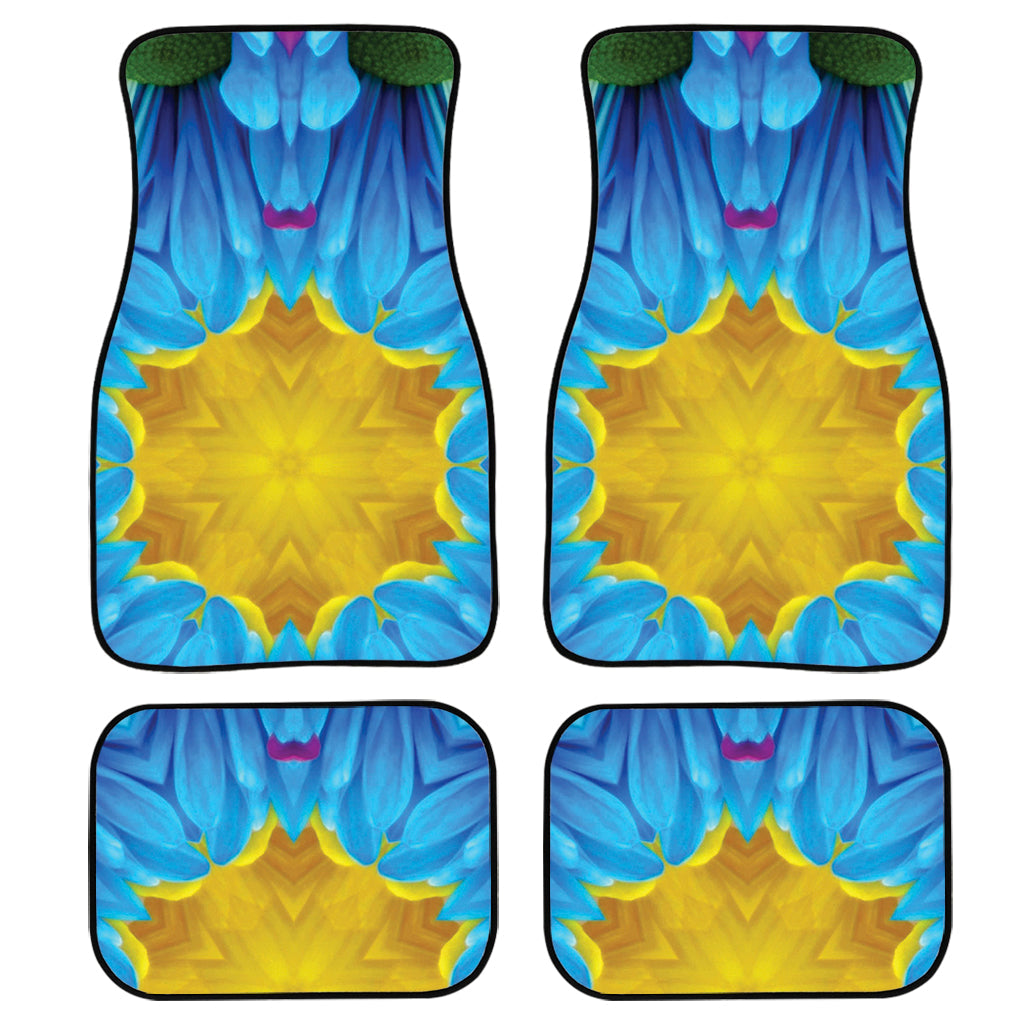 Blue And Pink Flowers Kaleidoscope Print Front And Back Car Floor Mats/ Front Car Mat