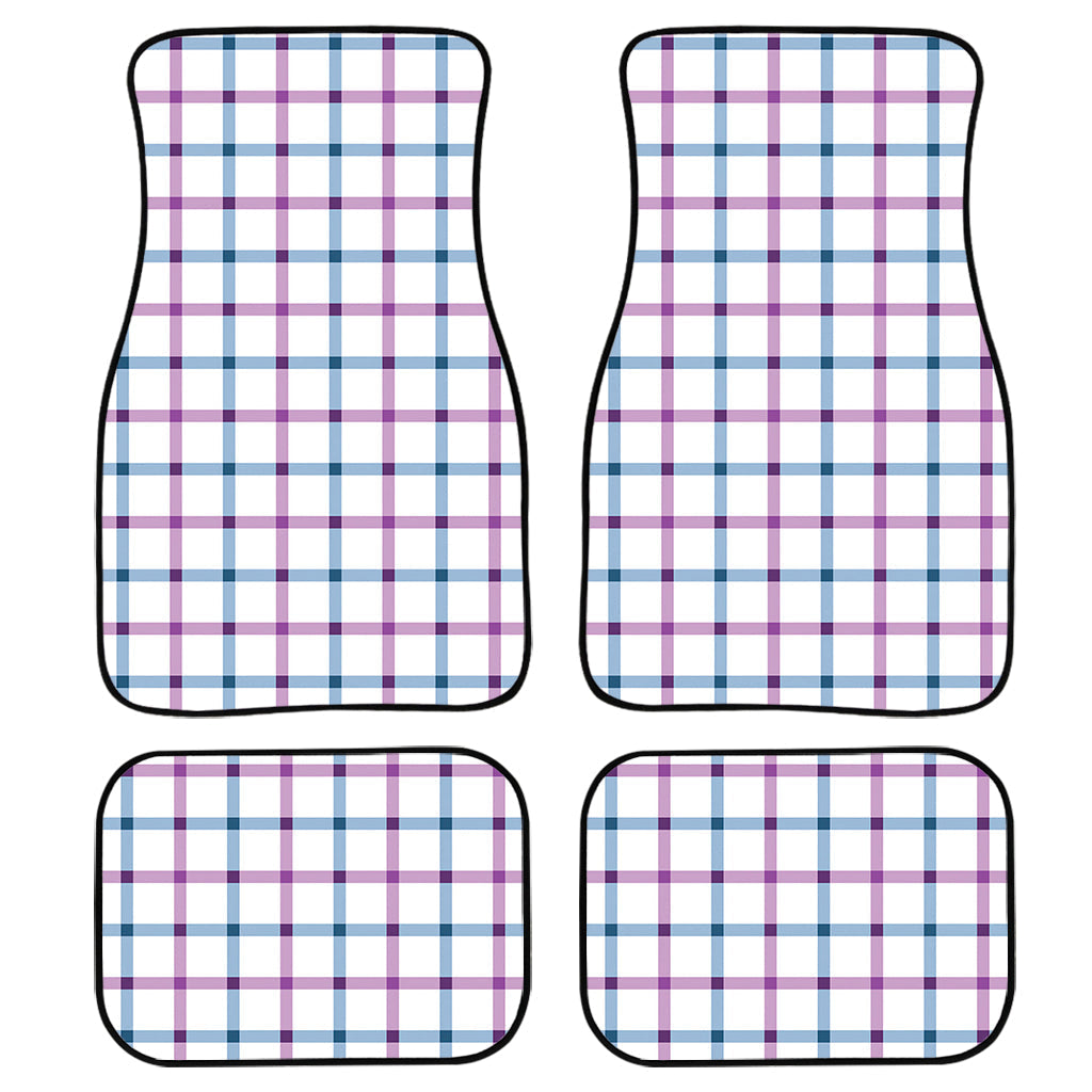 Blue And Purple Tattersall Pattern Print Front And Back Car Floor Mats/ Front Car Mat