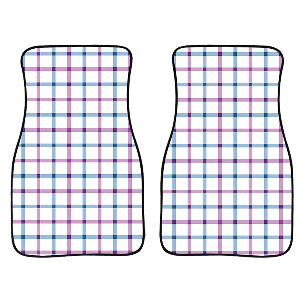 Blue And Purple Tattersall Pattern Print Front And Back Car Floor Mats/ Front Car Mat