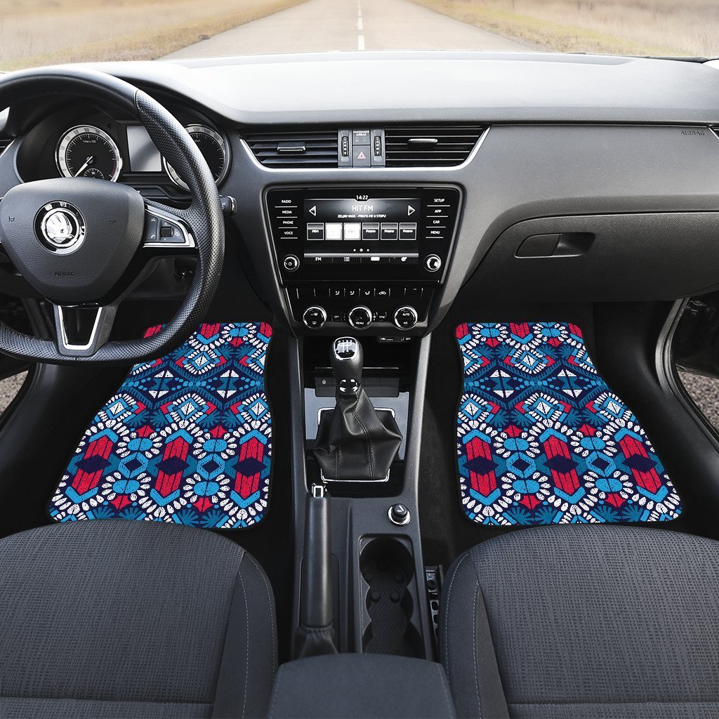 Blue And Red Aztec Pattern Print Front And Back Car Floor Mats/ Front Car Mat
