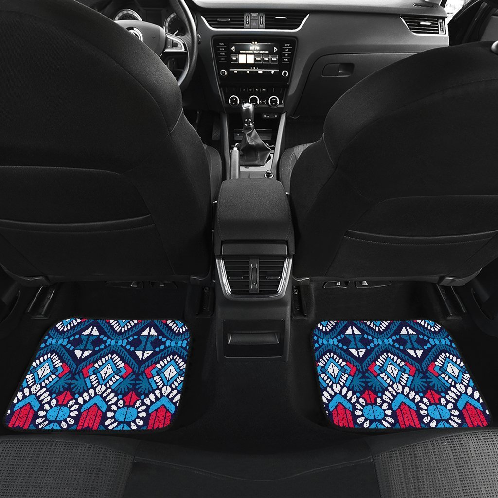 Blue And Red Aztec Pattern Print Front And Back Car Floor Mats/ Front Car Mat