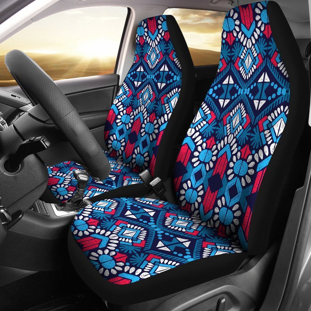 Blue And Red Aztec Pattern Print Universal Fit Car Seat Covers