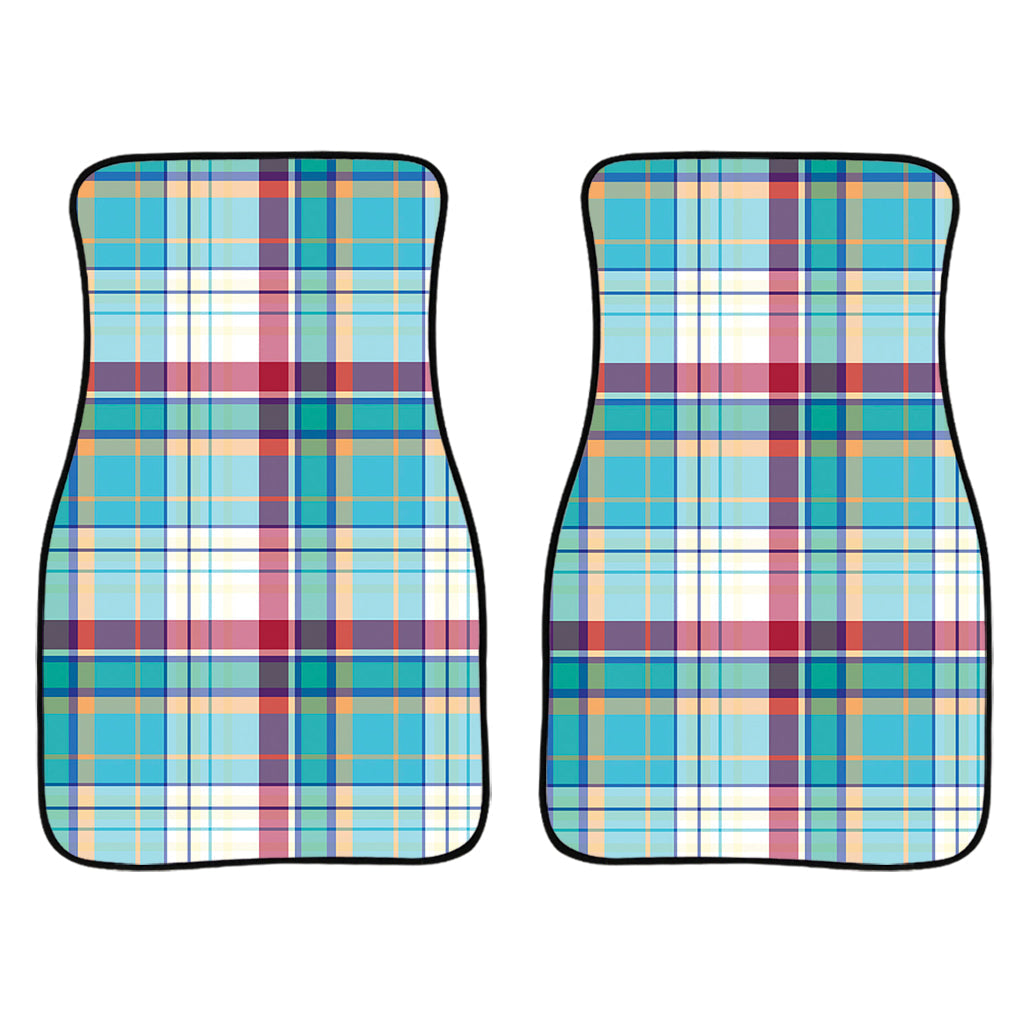 Blue And Red Madras Pattern Print Front And Back Car Floor Mats/ Front Car Mat