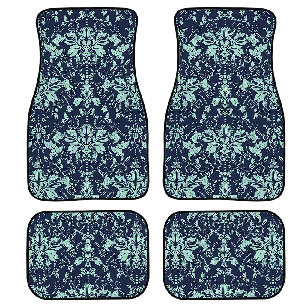 Blue And Teal Damask Pattern Print Front And Back Car Floor Mats/ Front Car Mat