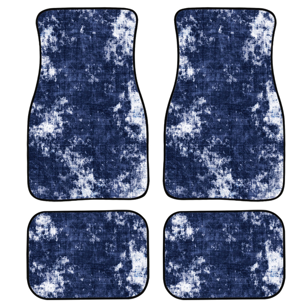 Blue And White Acid Wash Tie Dye Print Front And Back Car Floor Mats/ Front Car Mat