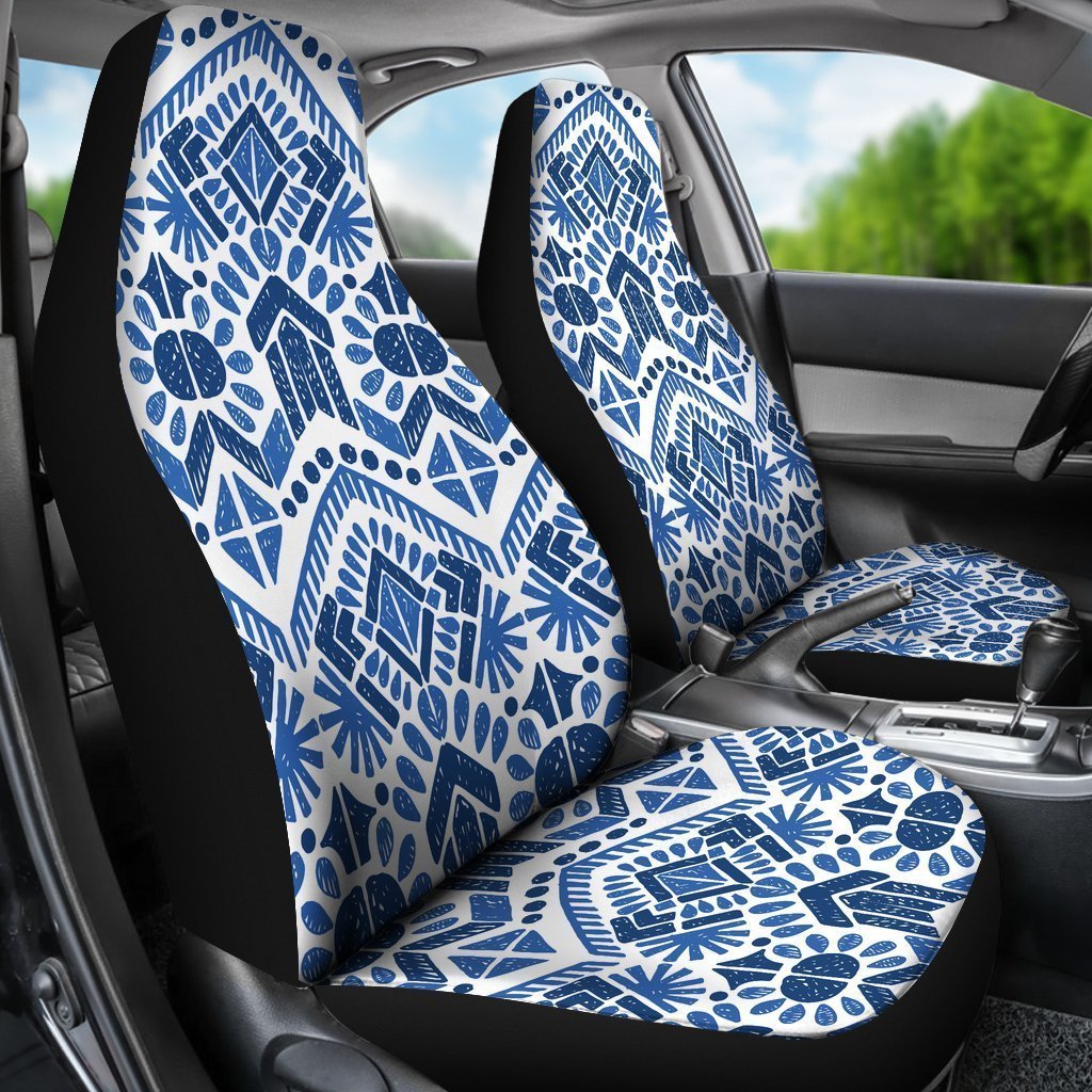 Blue And White Aztec Pattern Print Universal Fit Car Seat Covers